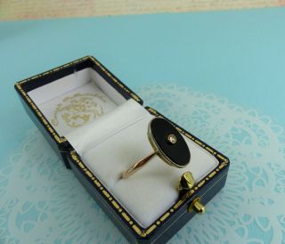 Antique Victorian 9ct Gold Onyx And Diamond Mourning Ring