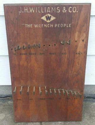 J H Williams The Wrench People Display Board Vintage Old Wood Peg Handtool Store