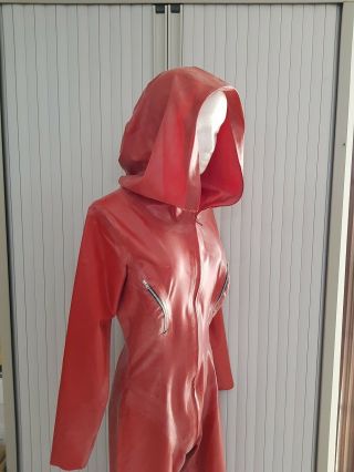 Rubber Eva Red Latex Hooded Catsuit XL 2