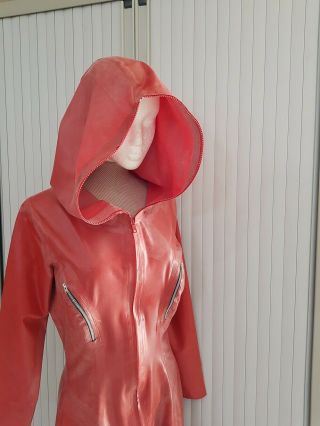 Rubber Eva Red Latex Hooded Catsuit XL 4