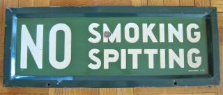 Vintage York City Subway Porcelain Sign No Smoking Spitting Balto Enamel