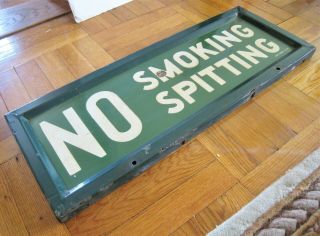 Vintage York City Subway Porcelain Sign No Smoking Spitting Balto Enamel 6
