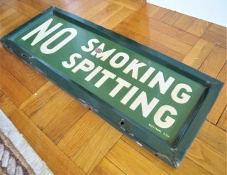 Vintage York City Subway Porcelain Sign No Smoking Spitting Balto Enamel 7