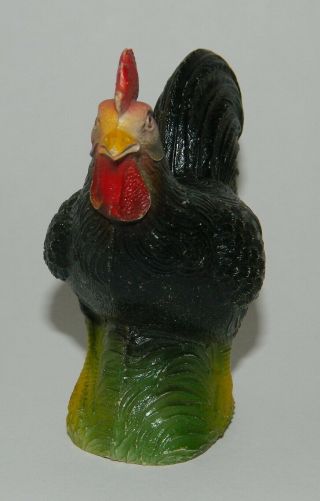 VINTAGE & RARE ROOSTER RATTLE CELLULOID FIGURINE DOLL TOY JAPAN 40 ' s.  BLACK 3
