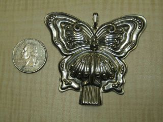 Reed & Barton Vintage Sterling Silver Jewelry Butterfly Whistle Pendant 2