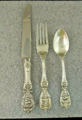 Reed & Barton Francis I Youth 3 Piece Set Knife,  Fork & Spoon Sterling - No Mono