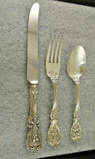 Reed & Barton Francis I Youth 3 Piece Set Knife,  Fork & Spoon Sterling - No Mono 3