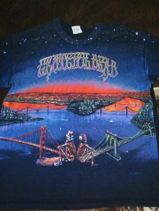Vintage 1990 Grateful Dead Single Stitch San Francisco All Over Print Shirt Xl