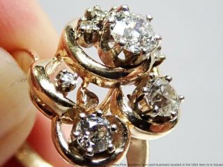 Vintage Freeform 1tcw Fine White Diamond 14k Yellow Gold Ladies Ring Size 6.  75 3
