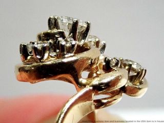 Vintage Freeform 1tcw Fine White Diamond 14k Yellow Gold Ladies Ring Size 6.  75 5