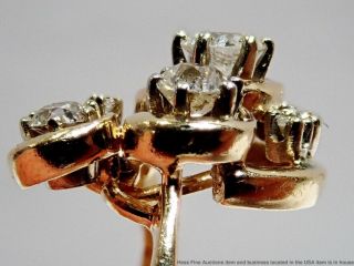 Vintage Freeform 1tcw Fine White Diamond 14k Yellow Gold Ladies Ring Size 6.  75 6