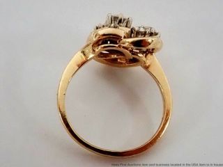 Vintage Freeform 1tcw Fine White Diamond 14k Yellow Gold Ladies Ring Size 6.  75 7