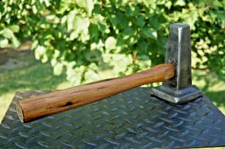 Vintage Heller Bros 3 " Square Head Blacksmith Anvil Flatter Metal Hammer 4 Lbs