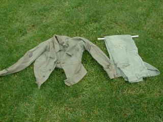 40s Wwii Ww2 Us Army Military Jacket Green 13 Star Button With Pants