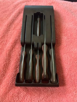 Vintage 6 Pc.  Cutco Swirl Handled Knife Set W/hanging Rack 20,  21,  22,  23,  24,  25