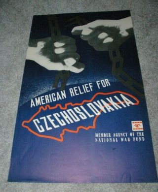 Vintage Wwii Poster American Relief For Czechoslovakia