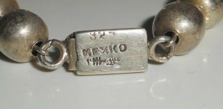 Vintage Hefty Mexico Signed Taxco Sterling Silver Graduated Bead Necklace 64.  7 g 3