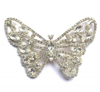 Huge Vintage Crystal Butterfly Brooch Pin