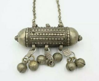 Antique Yemen Amulet Pendant Ethnic Low Silver Jewerly 19 - 20th