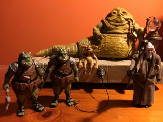 Vintage Star Wars Jabba The Hutt Playset Rotj 1983 Kenner Plus 3 Action Figures