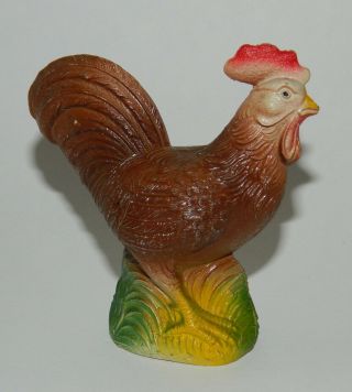 VINTAGE & RARE ROOSTER RATTLE CELLULOID FIGURINE DOLL TOY JAPAN 40 ' s.  2 2