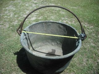 1850 Antique Huge Massive Hammered Copper Kettle Cauldron W/iron Handle 1ofakind