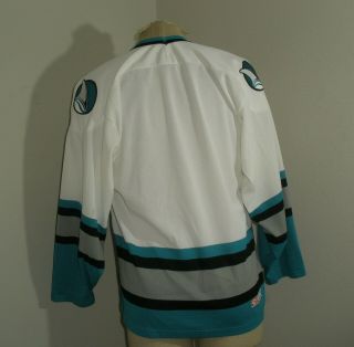 Mens Vintage CCM Maska Air Knit SAN JOSE SHARKS Hockey Jersey USA MADE Medium 5