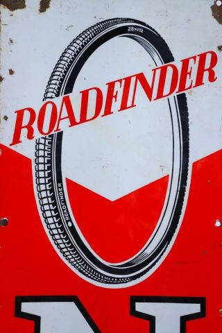 Large Vintage ' NRM Roadfinder ' Tyre Cycling Enamel Metal Sign Advert (Ref 271) 2