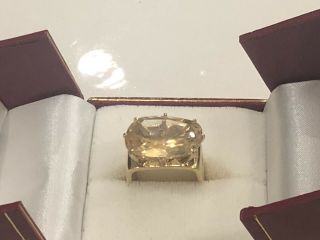 Vintage 18k Yellow Gold Citrine & Diamond Square Shaped Ring $2k Appraisal Rare