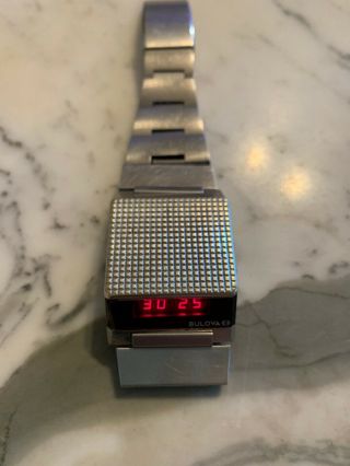 Vintage Bulova Computron N6 Red Led Mens Digital Watch - Silver