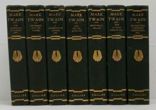 Mark Twain 7 Book Set Vintage Hardcover Books 1917 - 1928 Illustrated Pf Collier