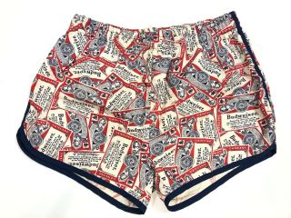 Vintage 1970s Budweiser Shorts Swim Trunks Canvas Cotton Usa Made Authentic