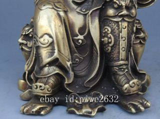 China old Copper Dragon Guan Gong Guan Yu warrior Mammon Buddha statue e02 4