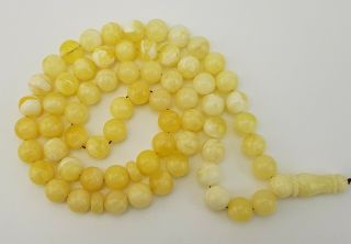 Islamic Prayer Tasbih Bead Natural Amber Baltic 49,  6g Vintage Old White 135.