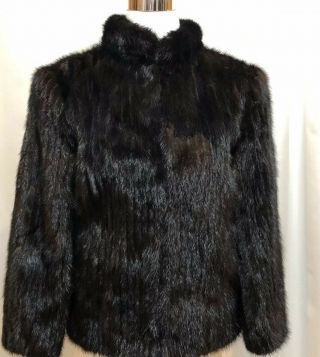 Women’s Vintage Saga Mink Coat Jacket Blazer Small Dark Brown Black