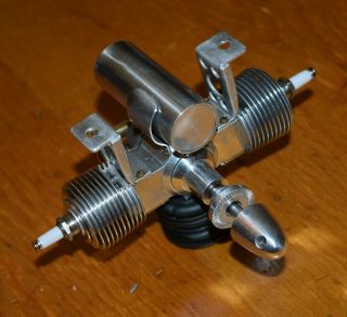 Unknown Twin Cylinder Ignition 1.  7cc model airplane engine.  10 vintage fuel tank 10