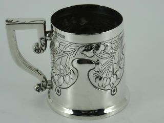 Solid Sterling Silver Arts & Crafts Christening Mug Cup Sheffield 1902