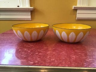 Two Vintage Mcm Cathrineholm Enamelware Lotus Bowls 5.  5 (14 Cm)