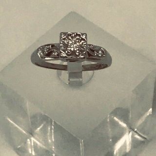 Estate Vintage 14k White Gold Diamond Ring - Size 5