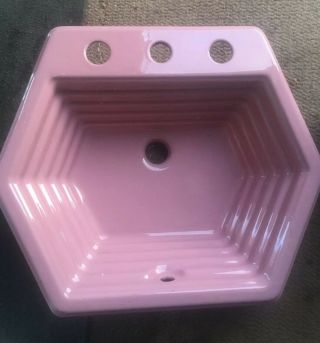 Vintage Cast Iron Sink W/ Diminishing Shape Pink / Mauve