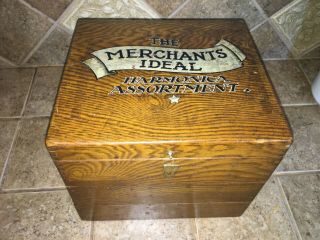 Vintage Merchants Wooden Sales Store Display Case For Honner Hotz Pohl Harmonica