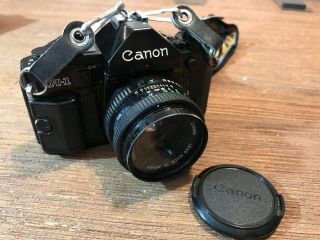 Canon A - 1 w/ Canon FD 50mm F1.  8 Lens.  Vintage Camera NR 7
