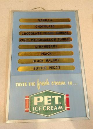 Rare Vintage Miss Pet Ice Cream Dairy Menu Board Sign Advertising Rpg Milk