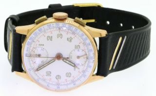 Venus Vintage 1950s 18k Rose Gold Chronograph Mechanical Men 