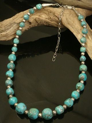 Rare Vintage 20 " Carolyn Pollack Relios Turquoise Sterling Silver Bead Necklace