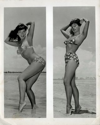 Bunny Yeager Estate 1954 Bettie Page Photograph 8 " X 10 " 2 Views Rare