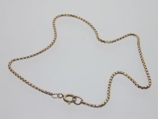 Vintage 9 Carat Yellow Gold Box Link Chain Anklet 9 " 2.  3 Grams Hallmarked 1979