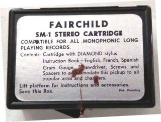 Fairchild SM - 1 Vintage phono cartridge with case,  gram gauge,  instructs 3