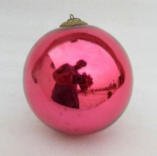 Antique Old Rare Pink Color Glass Heavy German Kugel Christmas Ornament