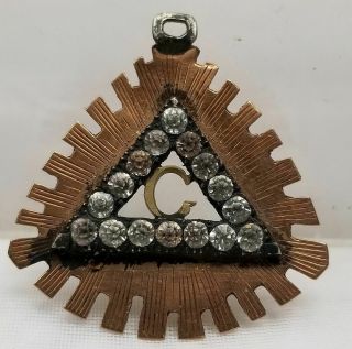 Antique Vintage Rose Gold Mason Masonic Pin Pendant French Lodge